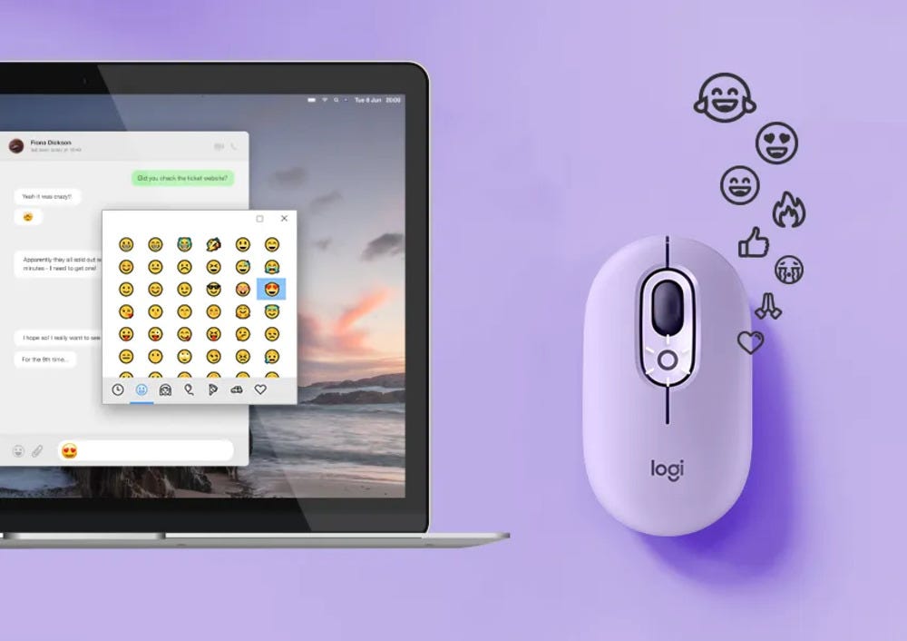 Logitech POP Wireless Mouse with Emoji (Cosmos Lavender) 