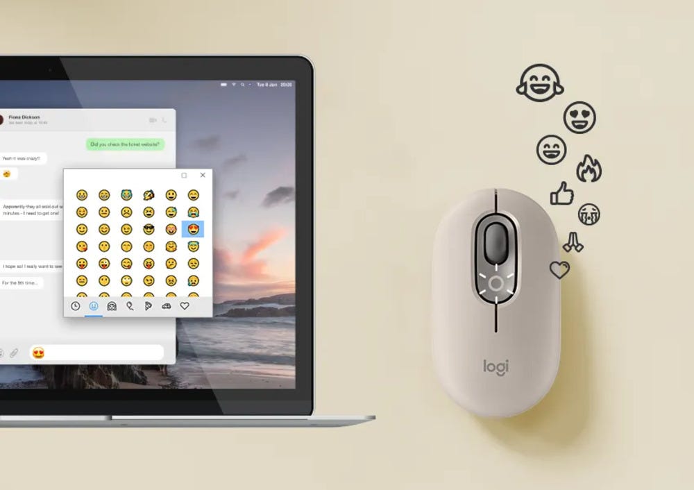 Logitech POP Wireless Mouse with Emoji (Mist Sand)