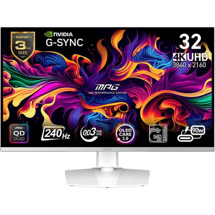 MSI MPG 321URXW 31.5" 4K UHD 240Hz 0.03ms QD-OLED Gaming Monitor with Type-C 90W