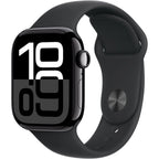 Apple Watch Series 10 42mm Jet Black Aluminium Case GPS + Cellular Sport Band (S/M) (Black)