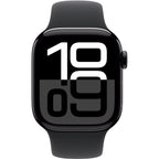 Apple Watch Series 10 42mm Jet Black Aluminium Case GPS + Cellular Sport Band (S/M) (Black)