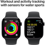 Apple Watch Series 10 42mm Jet Black Aluminium Case GPS + Cellular Sport Band (S/M) (Black)