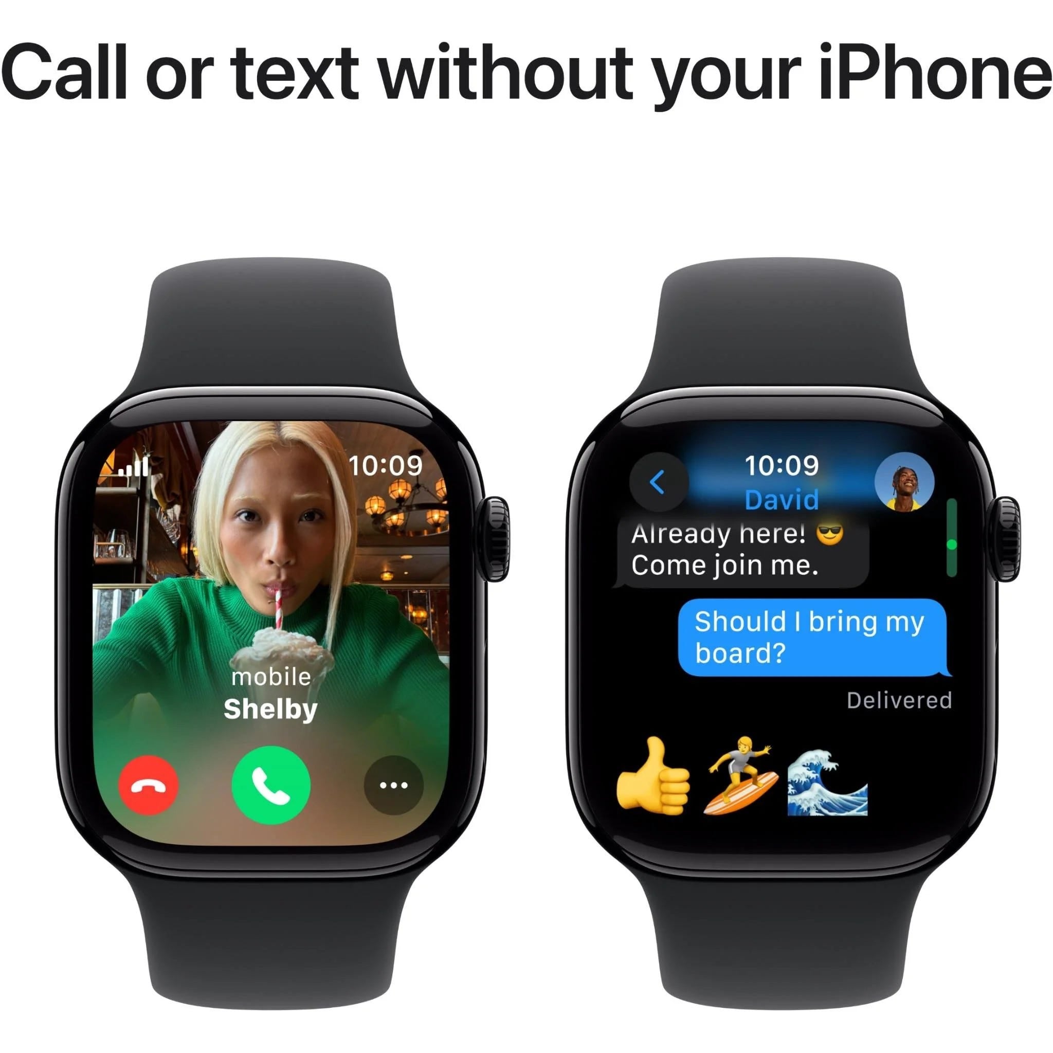 Apple Watch Series 10 42mm Jet Black Aluminium Case GPS + Cellular Sport Band (S/M) (Black)