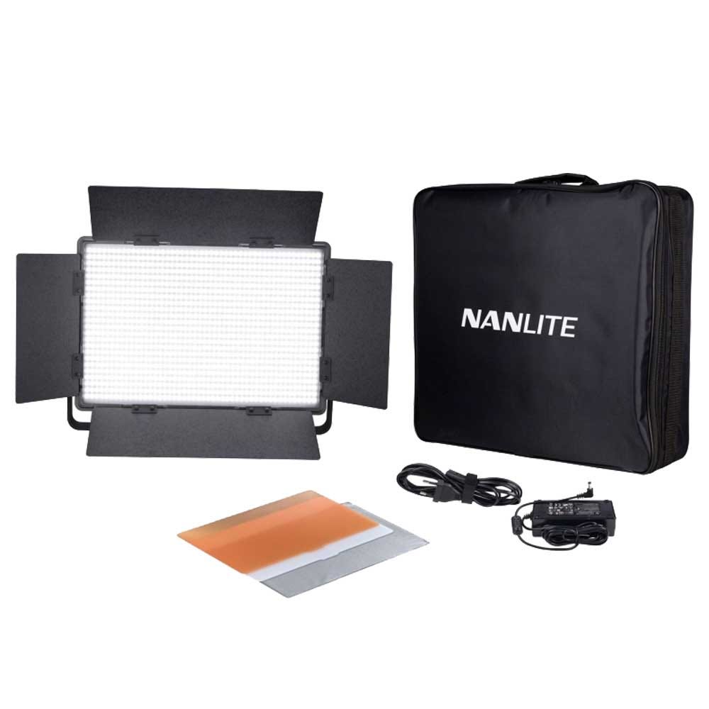 Nanlite 1200DSA DMX LED Panel with V-Mount Battery and Barn Doors