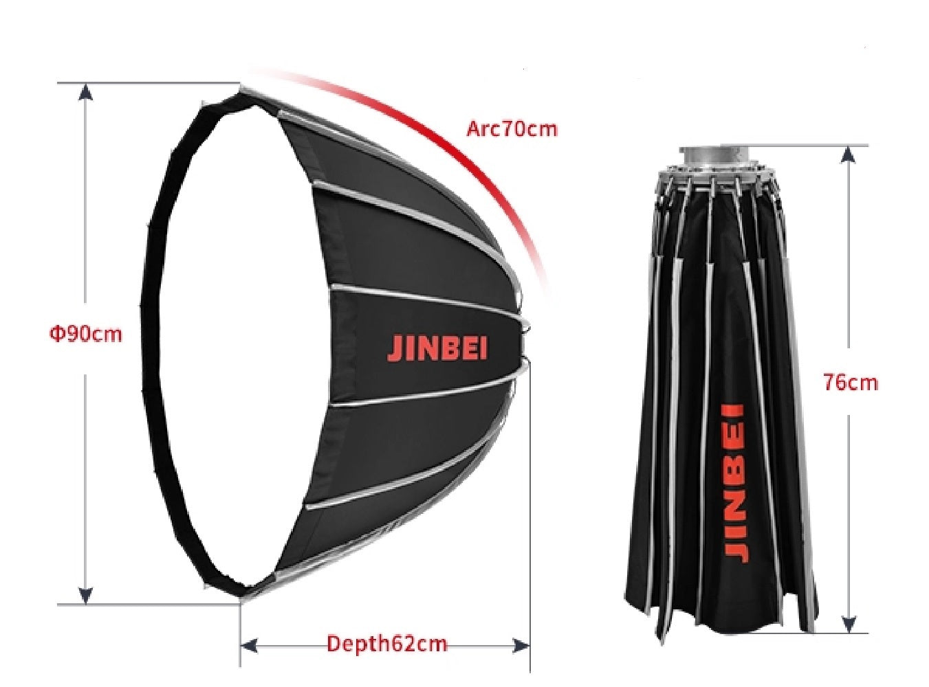  Jinbei 90cm Quick Open Deep Octagonal Umbrella Soft Box