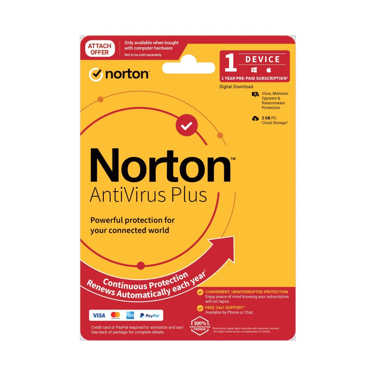 Norton Anti Virus Plus 2020 2GB 1 User 1 Device 12 Months PC Mac