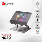 Fantech NC30 Notebook Laptop Cooler RGB Cooling Stand with 360 Rotating Base - Grey 