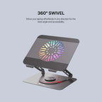 Fantech NC30 Notebook Laptop Cooler RGB Cooling Stand with 360 Rotating Base - Grey 