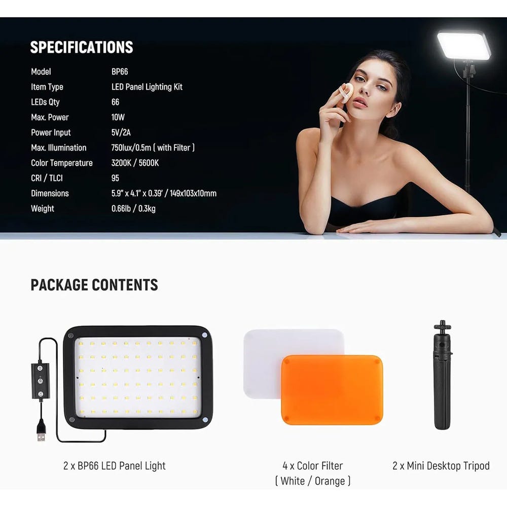 NEEWER BP66 LED Video Light - 2 Pack