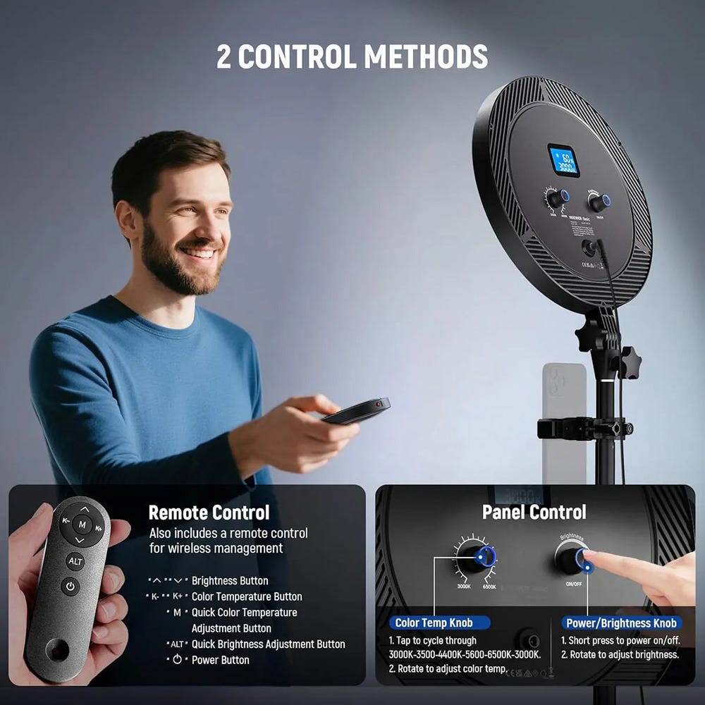 NEEWER BR13 Ring Light with Light Stand and Phone Holder