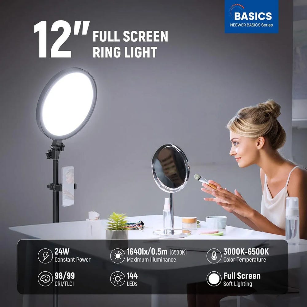 NEEWER BR13 Ring Light with Light Stand and Phone Holder
