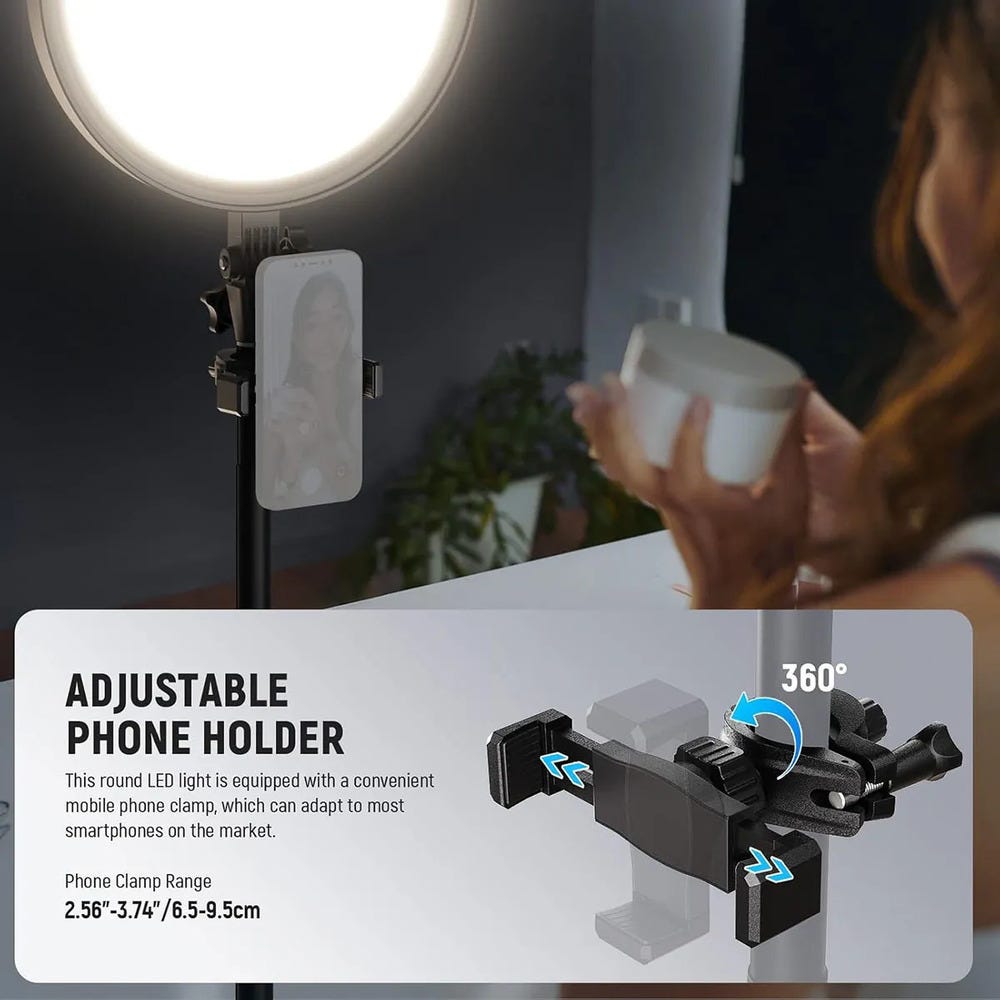 NEEWER BR13 Ring Light with Light Stand and Phone Holder