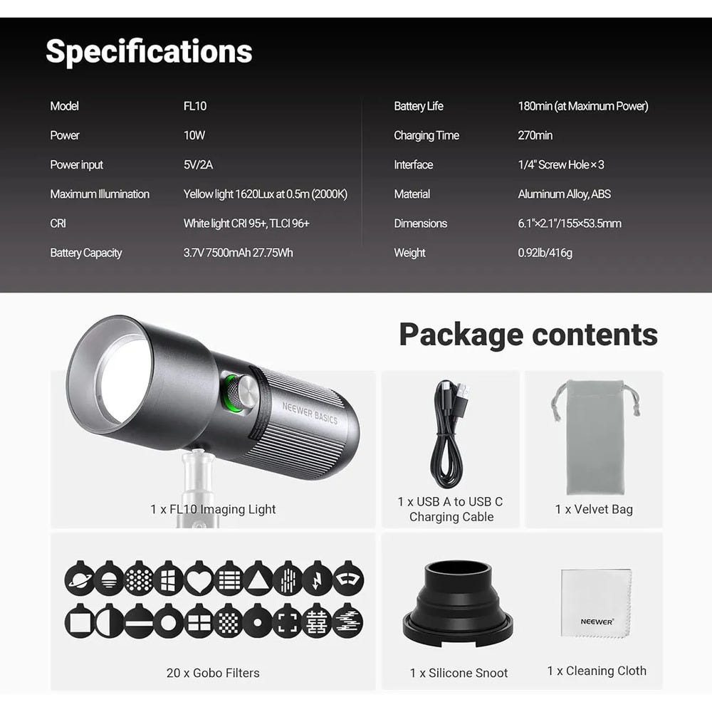 NEEWER FL10 LED Flashlight