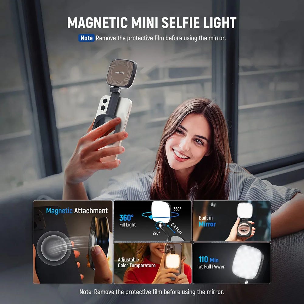 NEEWER NL48B Magnetic Selfie Light - Black