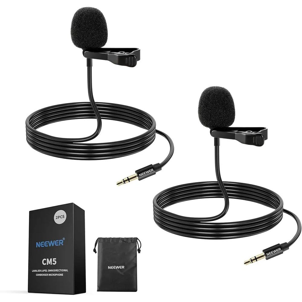 NEEWER CM5 3.5 TRS Lavalier Microphone - 2 Pack