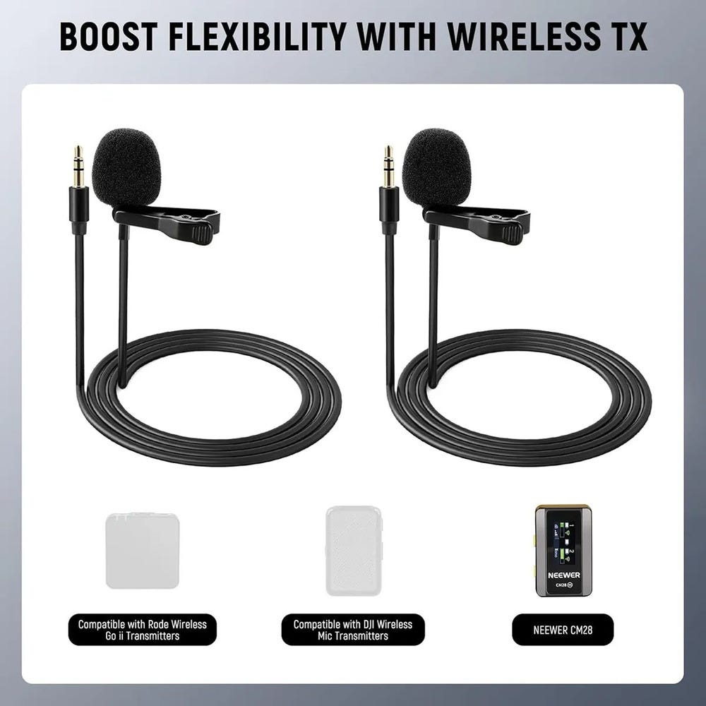 NEEWER CM5 3.5 TRS Lavalier Microphone - 2 Pack