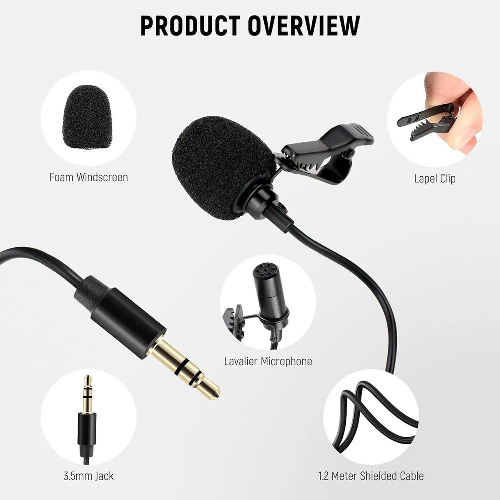 NEEWER CM5 3.5 TRS Lavalier Microphone - 2 Pack