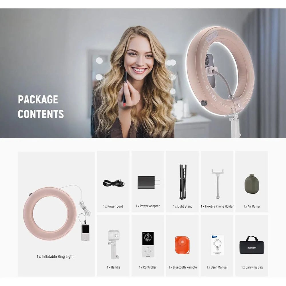 NEEWER RA14B Inflatable LED Ring Light with Remote
