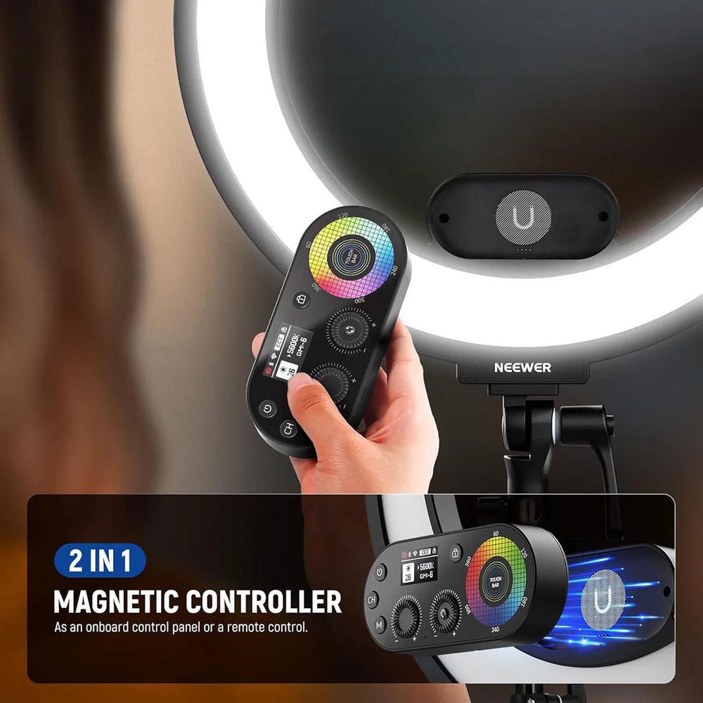 NEEWER RL45C RGB Edge Lit Soft Ring Light with Phone Holder and Light Stand