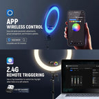NEEWER RL45C RGB Edge Lit Soft Ring Light with Phone Holder and Light Stand