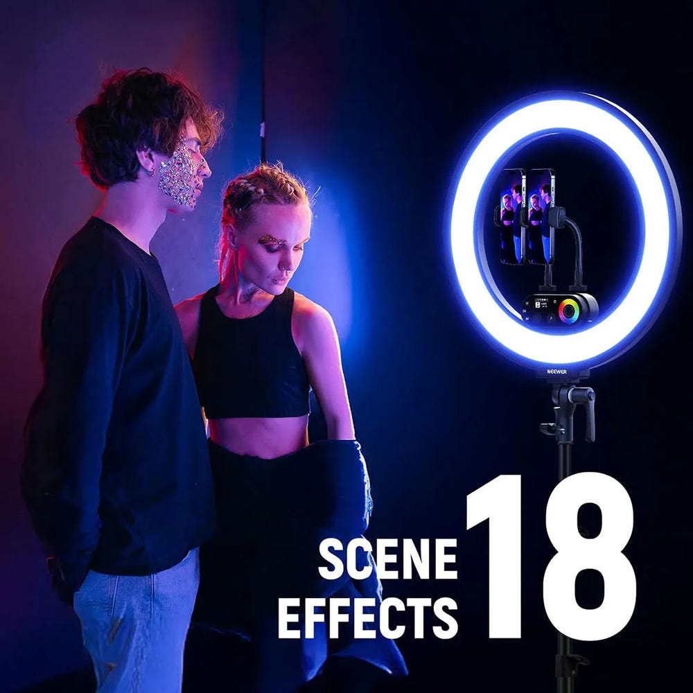 NEEWER RL45C RGB Edge Lit Soft Ring Light with Phone Holder and Light Stand