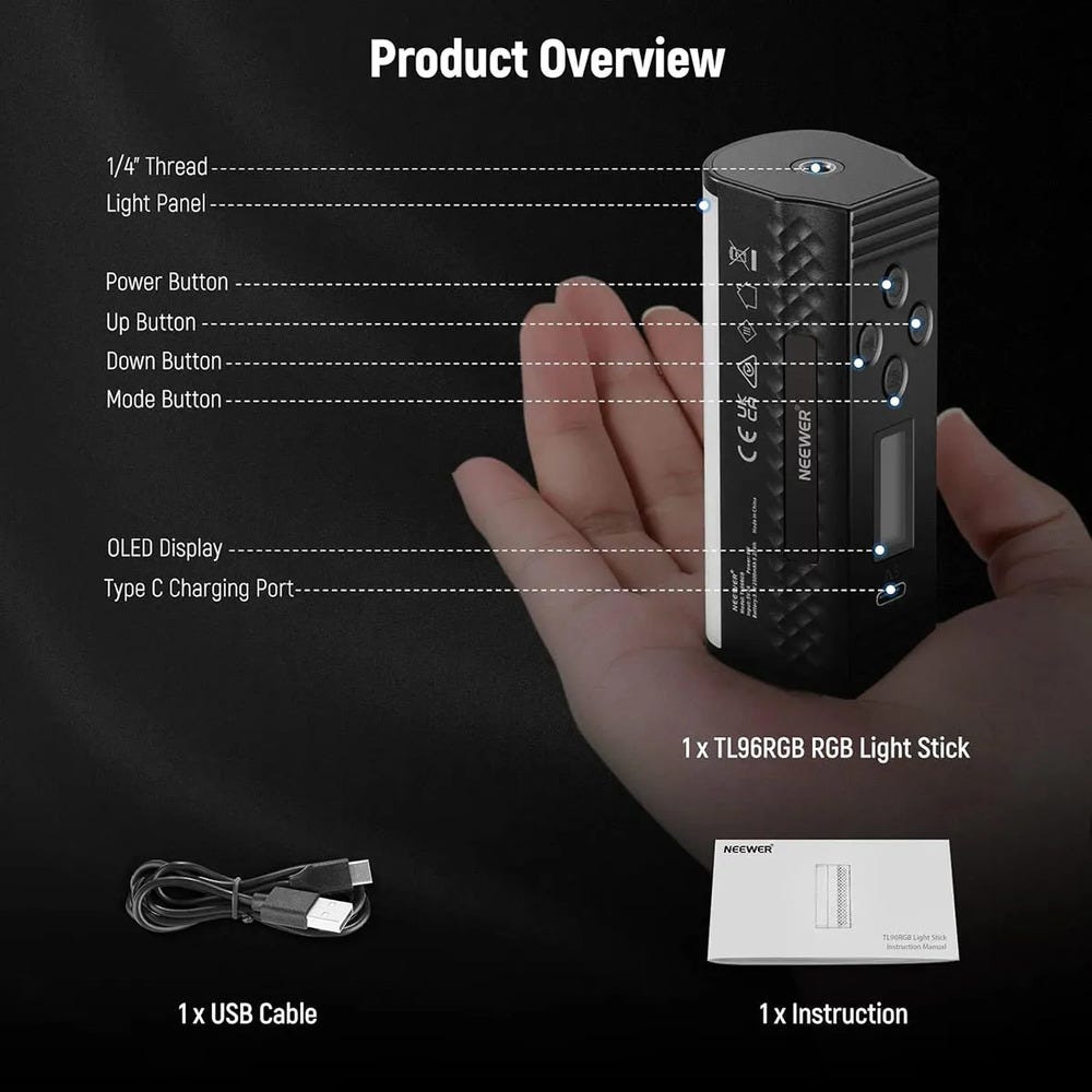 NEEWER TL96RGB Handheld RGB LED Light Wand - 2 Pack