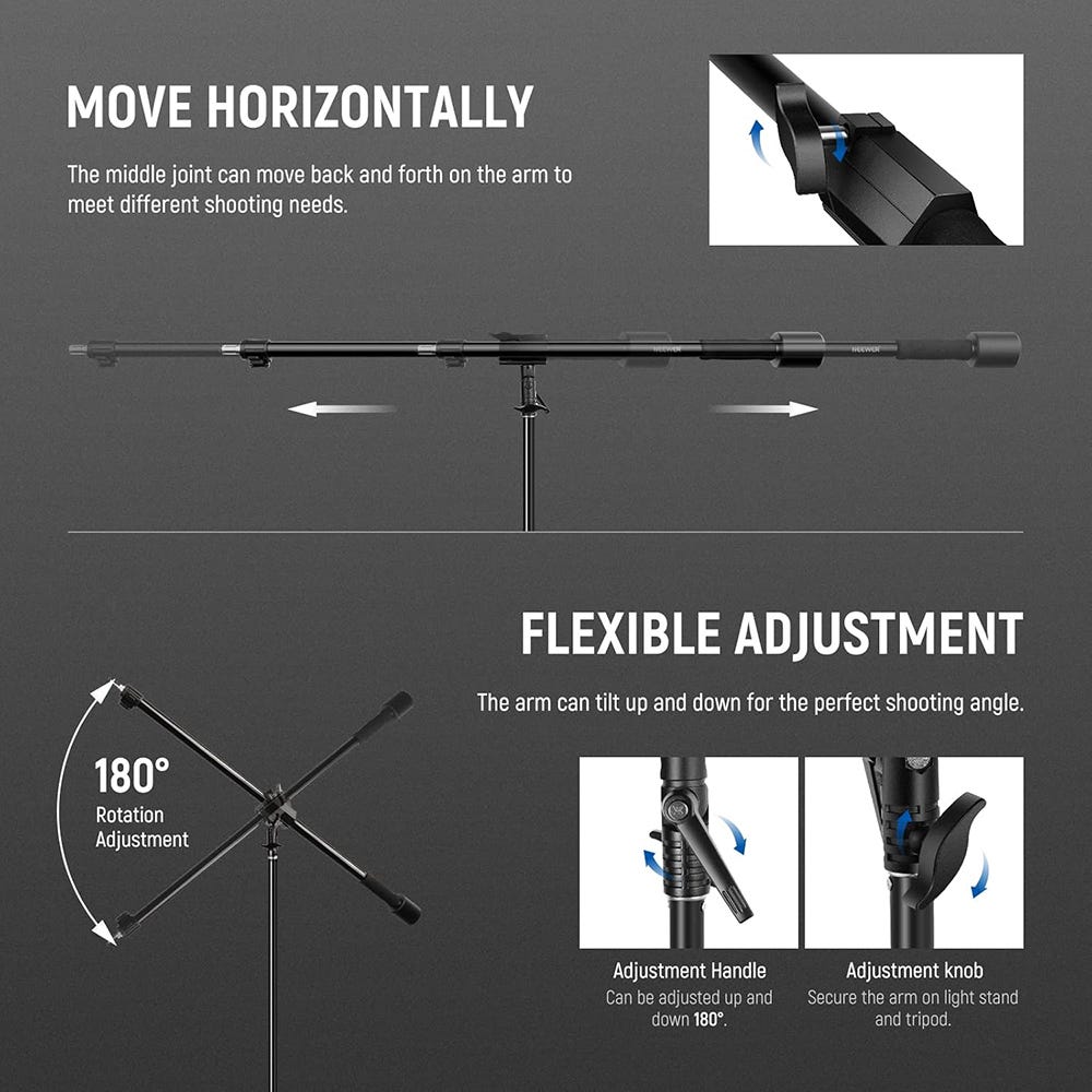 NEEWER 1.55m Boom Arm with 1.5kg Sandbag