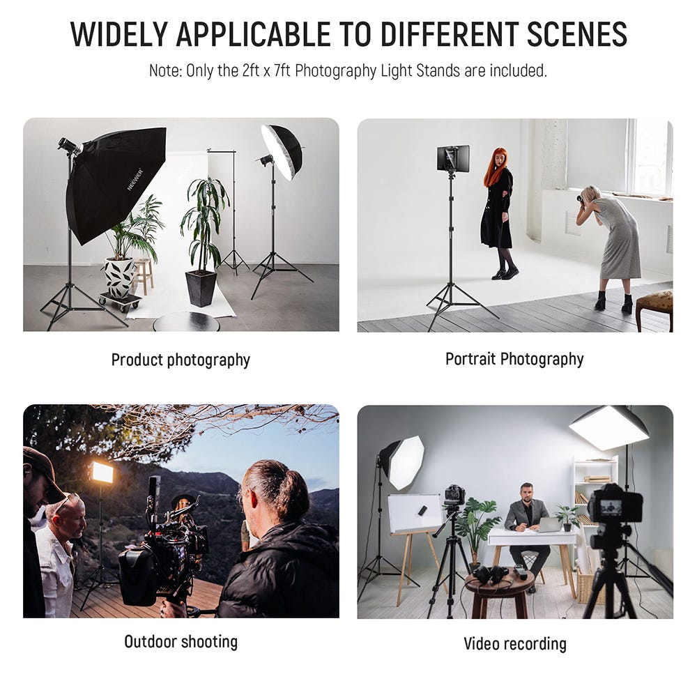 NEEWER 2.1m Aluminium Light Stand - 2 Pack