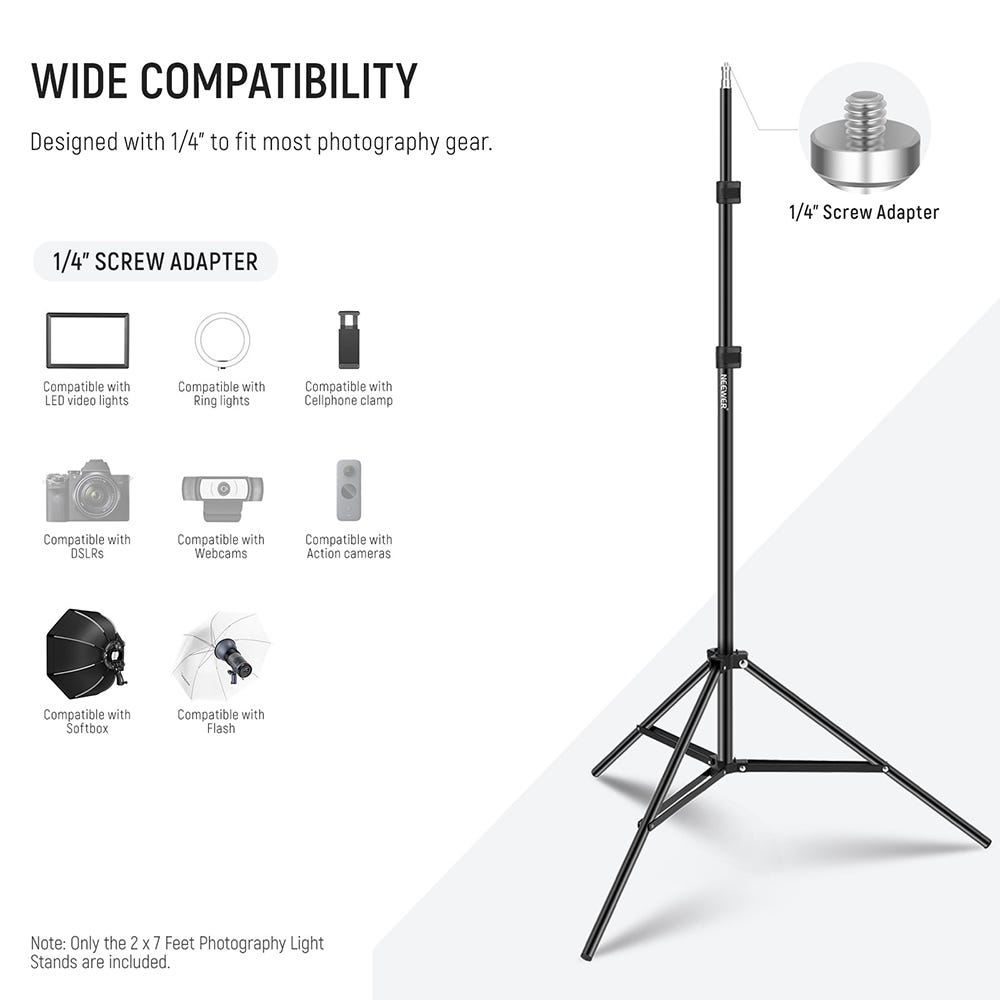 NEEWER 2.1m Aluminium Light Stand - 2 Pack