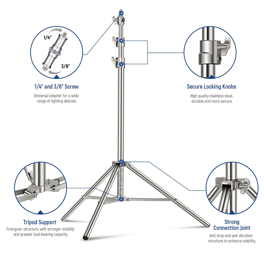 NEEWER 2.2m Stainless Steel Light Stand