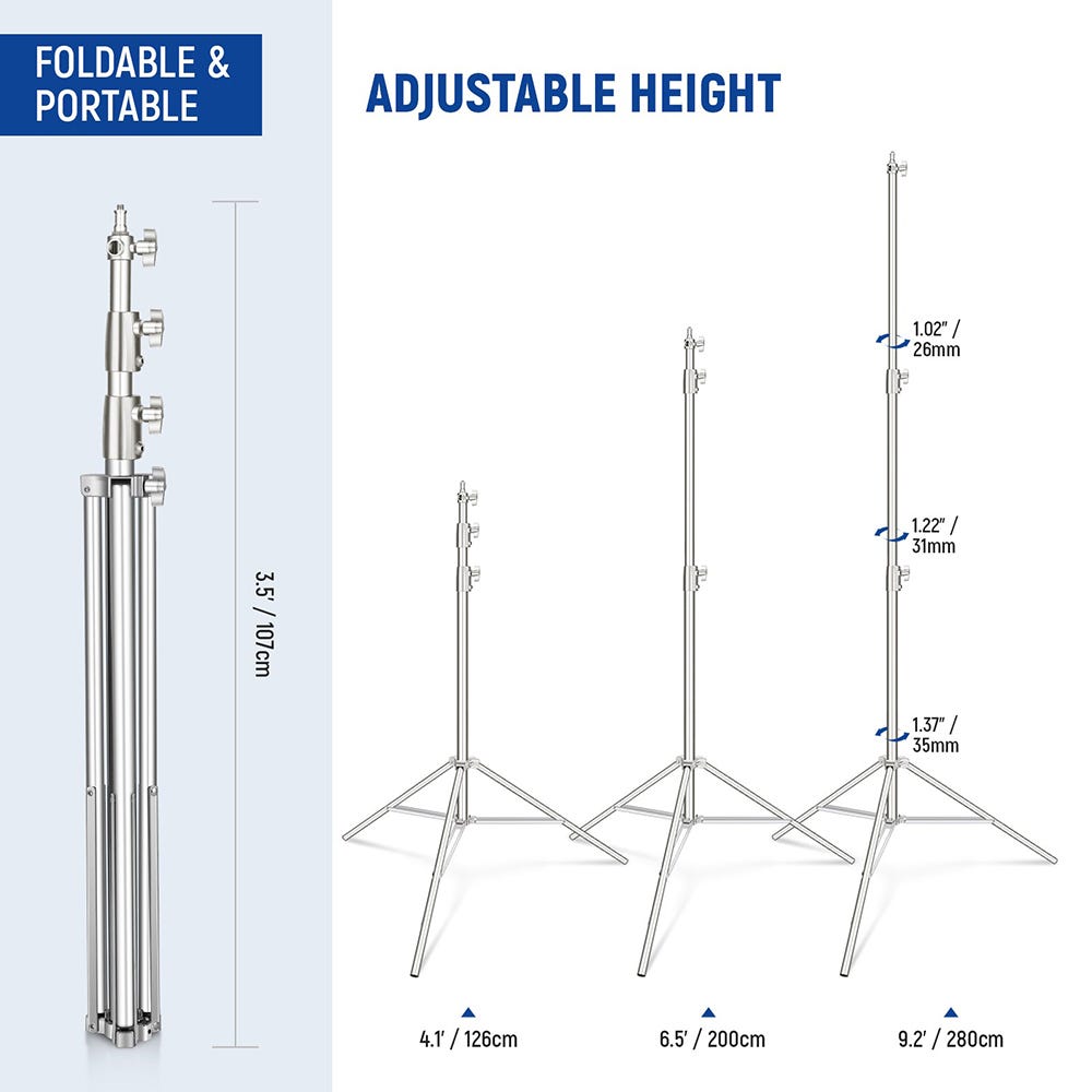 NEEWER 2.8m Stainless Steel Light Stand