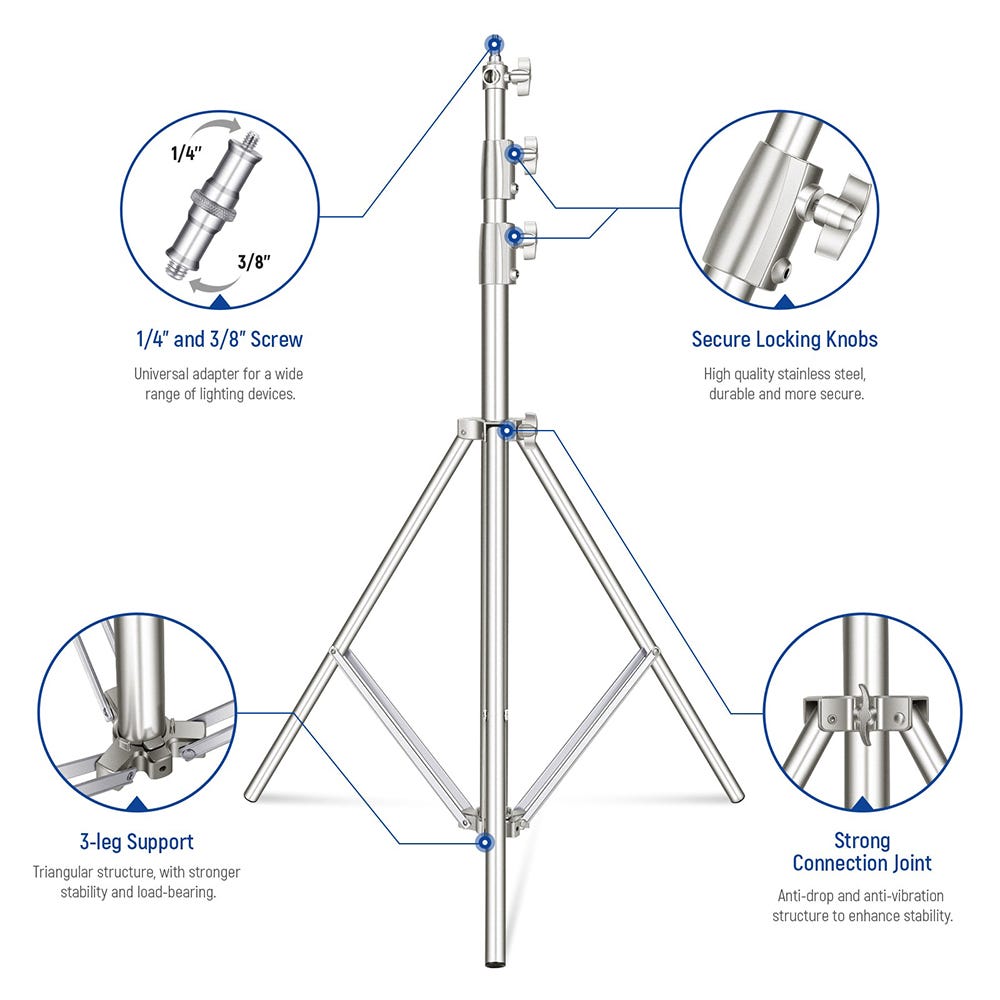 NEEWER 2.8m Stainless Steel Light Stand