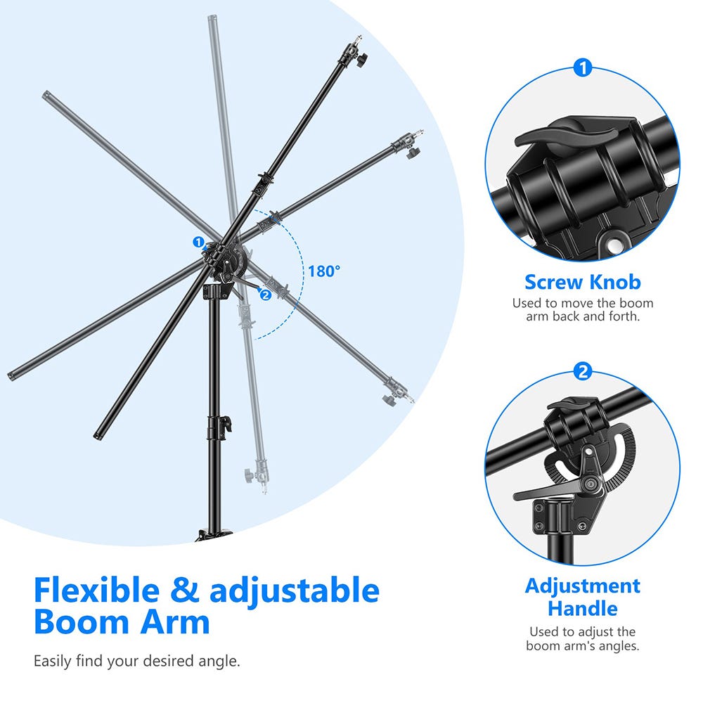 NEEWER 2.95m Light Stand with Boom Arm