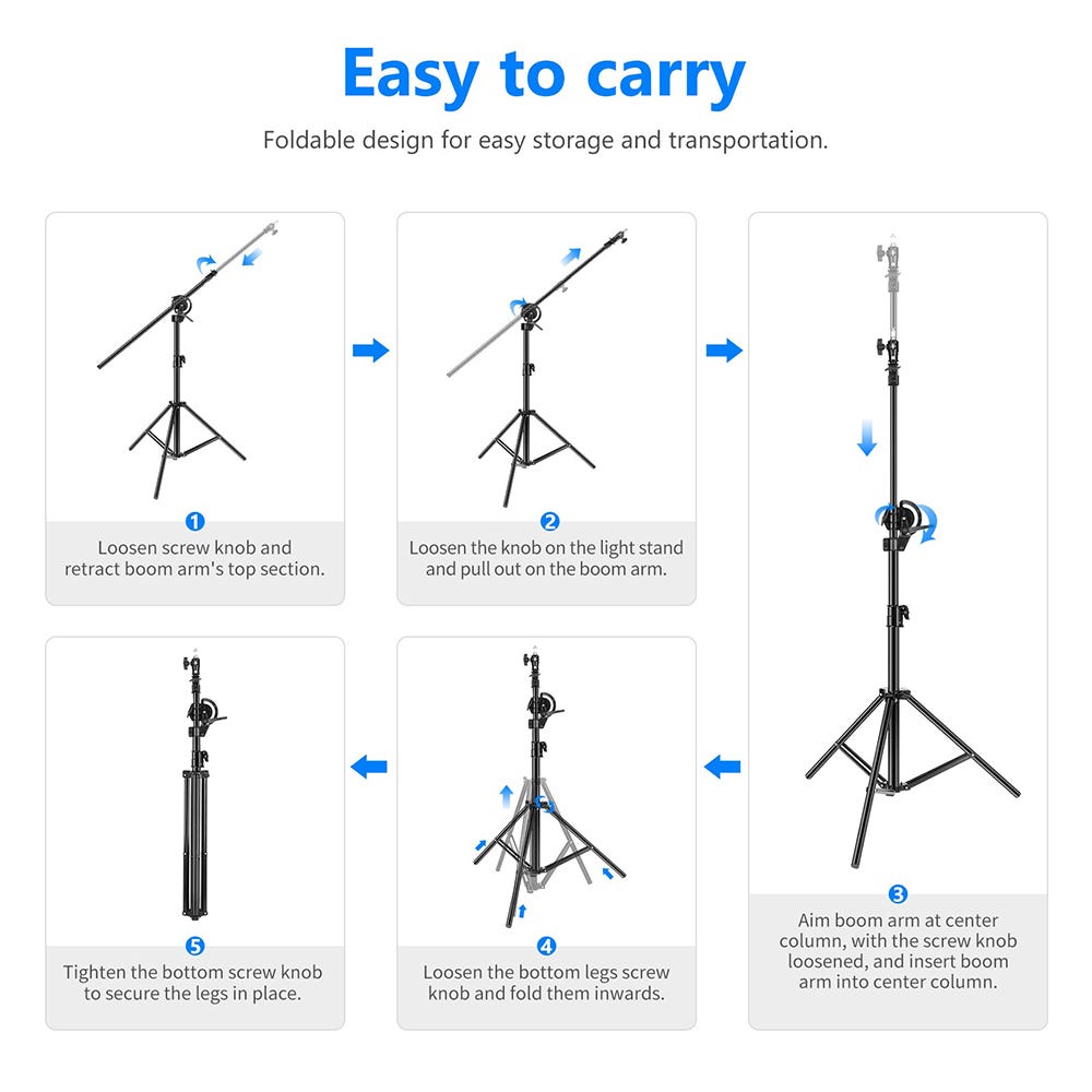 NEEWER 2.95m Light Stand with Boom Arm
