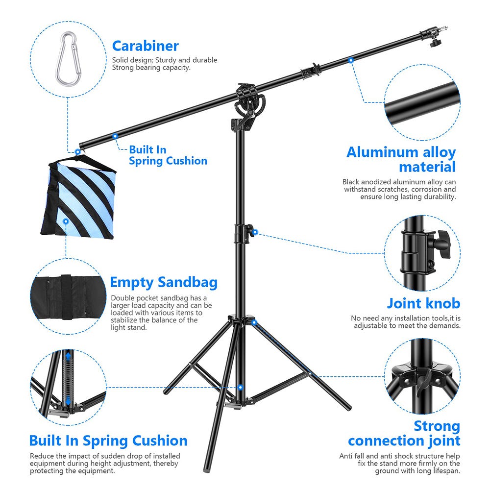 NEEWER 2.95m Light Stand with Boom Arm