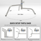 NEEWER 3.2m Stainless Steel Light Stand with Boom Arm