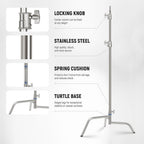 NEEWER 3.2m Stainless Steel Light Stand with Boom Arm