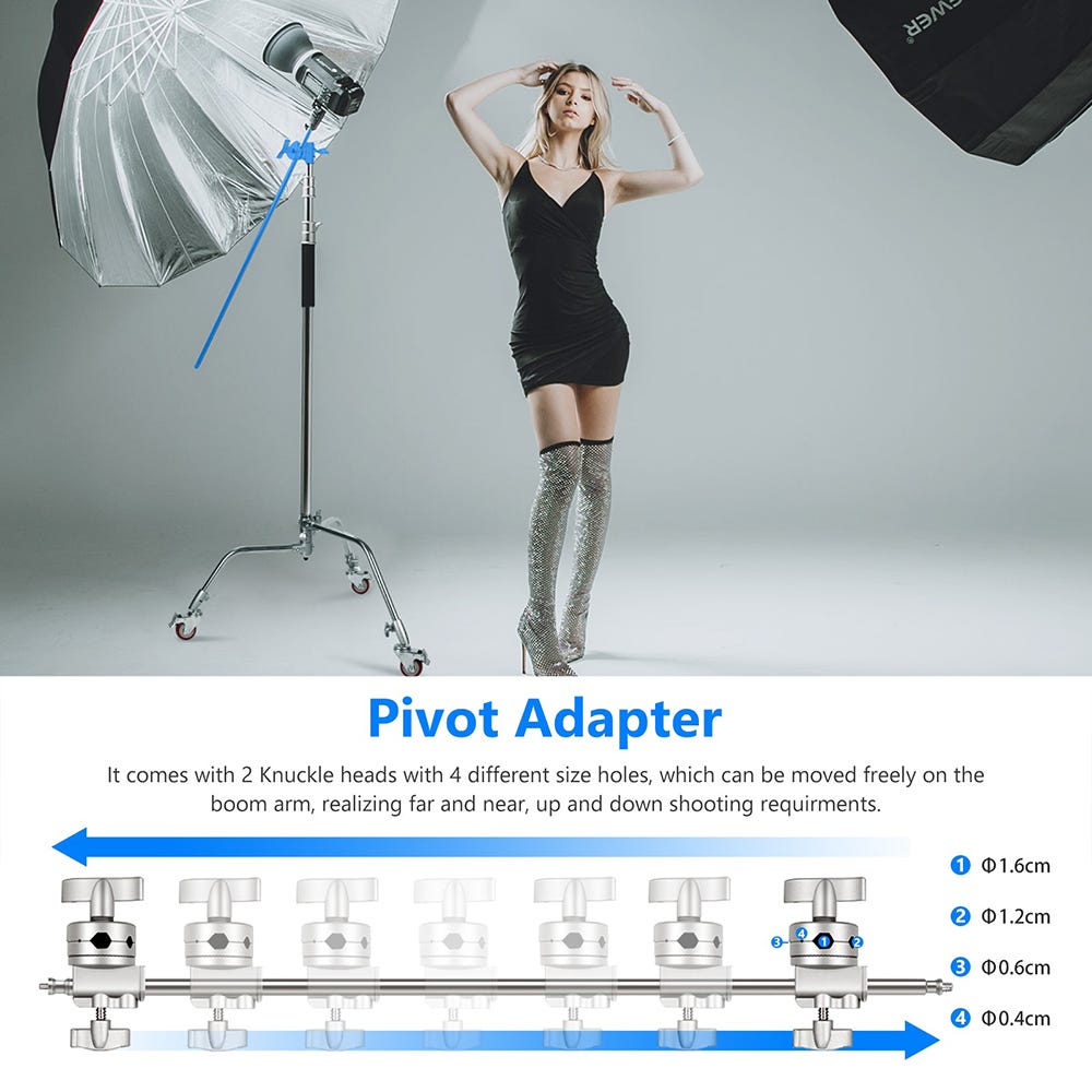 NEEWER 3.3m Metal C-Stand with Boom Arm and Wheels
