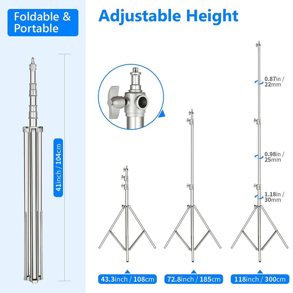 NEEWER 3m Stainless Steel Light Stand