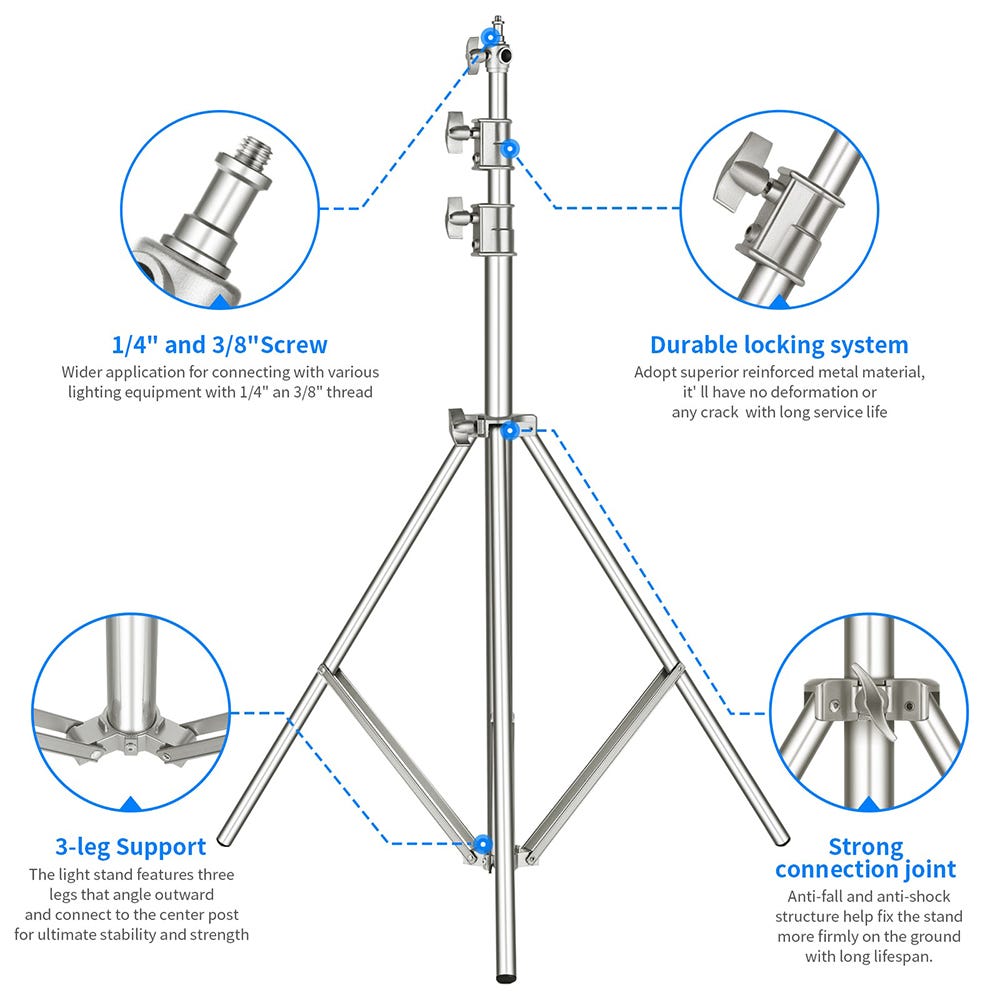NEEWER 3m Stainless Steel Light Stand