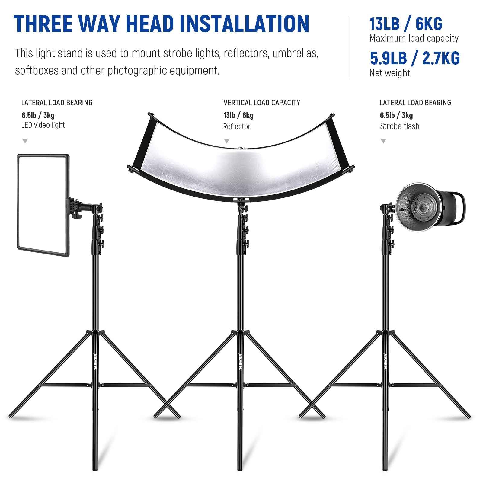 NEEWER 400cm 25-30-35-40mm Air Cushion Light Stand