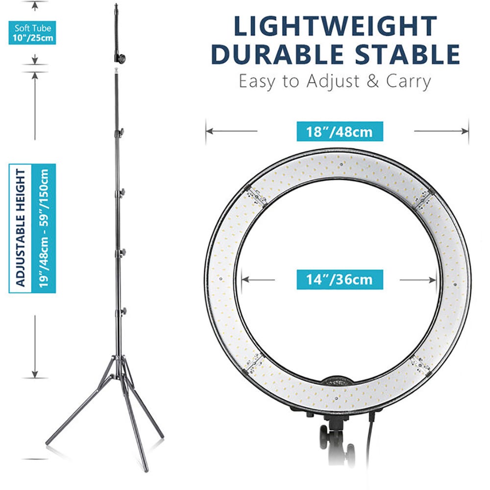 NEEWER 48cm Ring Light with Phone Holder and Light Stand