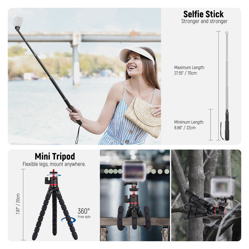 NEEWER 50 in 1 Accessory Kit for Action Camera - Black