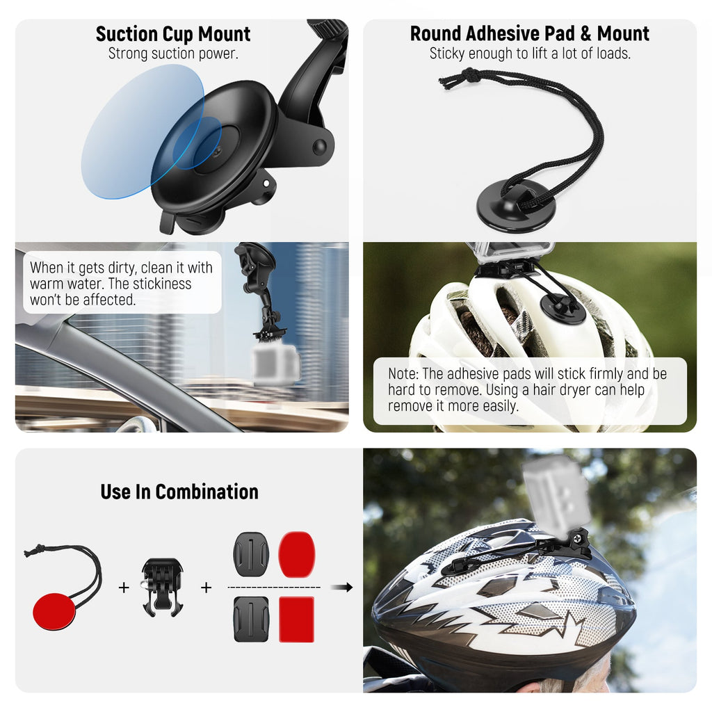NEEWER 50 in 1 Accessory Kit for Action Camera - Black