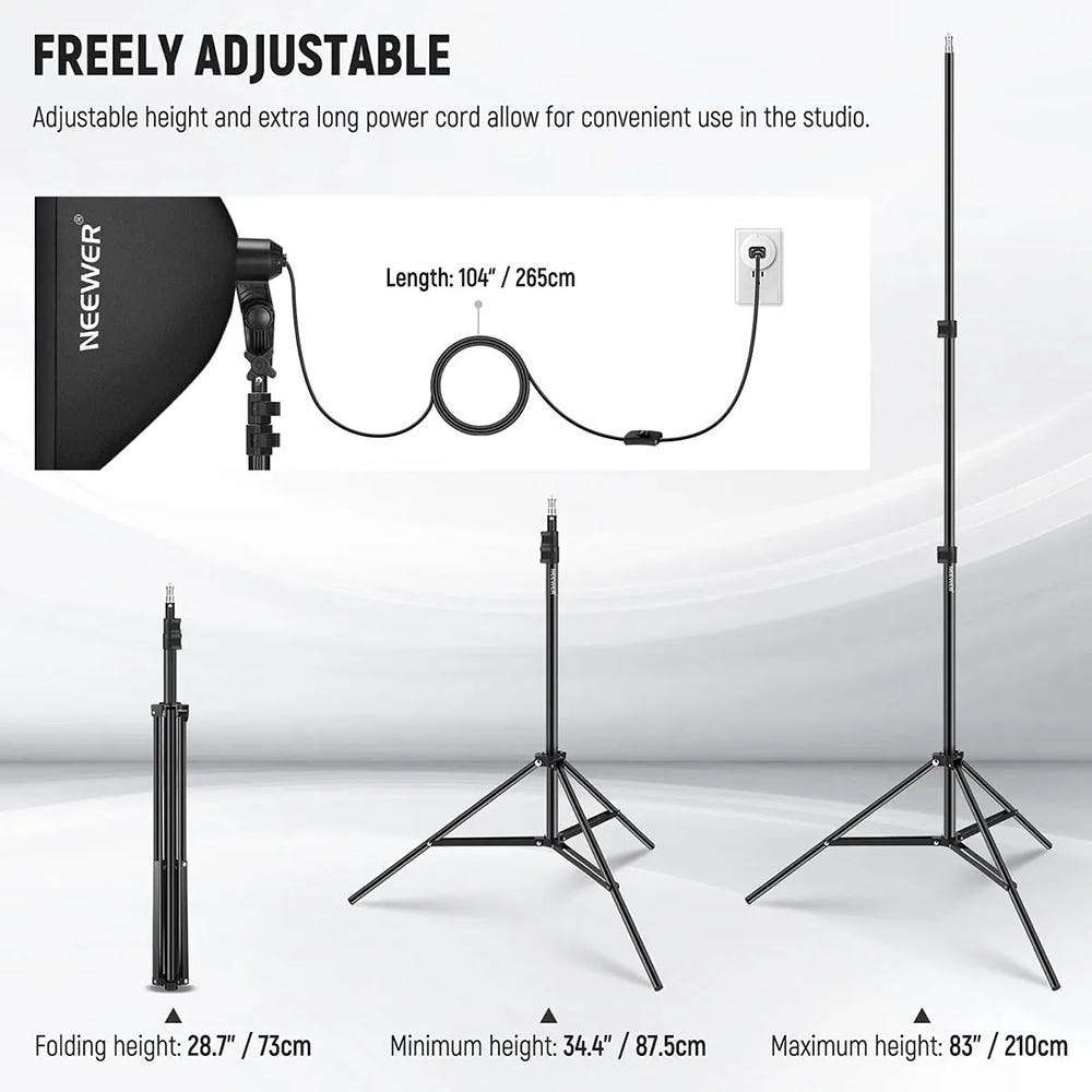 NEEWER 60x60cm Softbox Kit with E27 Sockets - 2 Pack