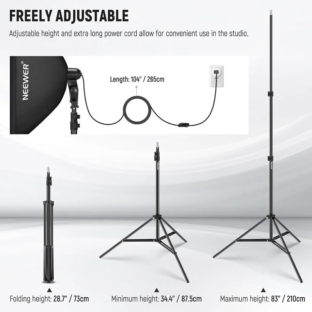 NEEWER 60x60cm Softbox with Lights and Light Stand - 2 Pack