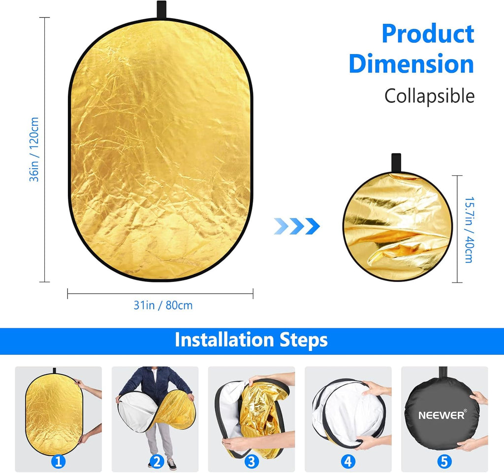 NEEWER 80 x 120cm 5-in-1 Reflector