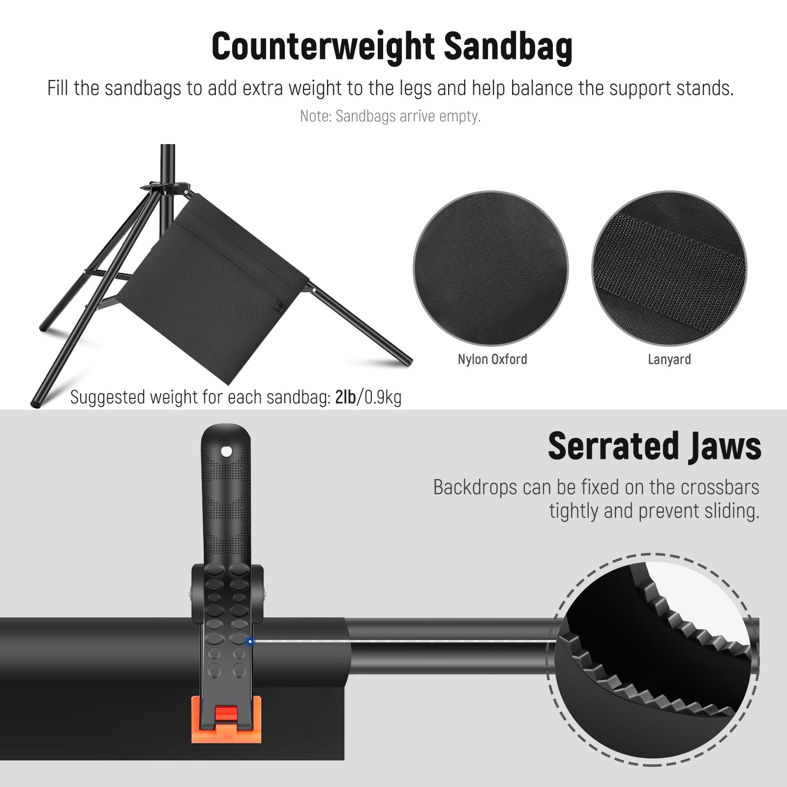 NEEWER Backdrop Support System 3 x 2.1m with 2 Sandbags and 8 Clamps