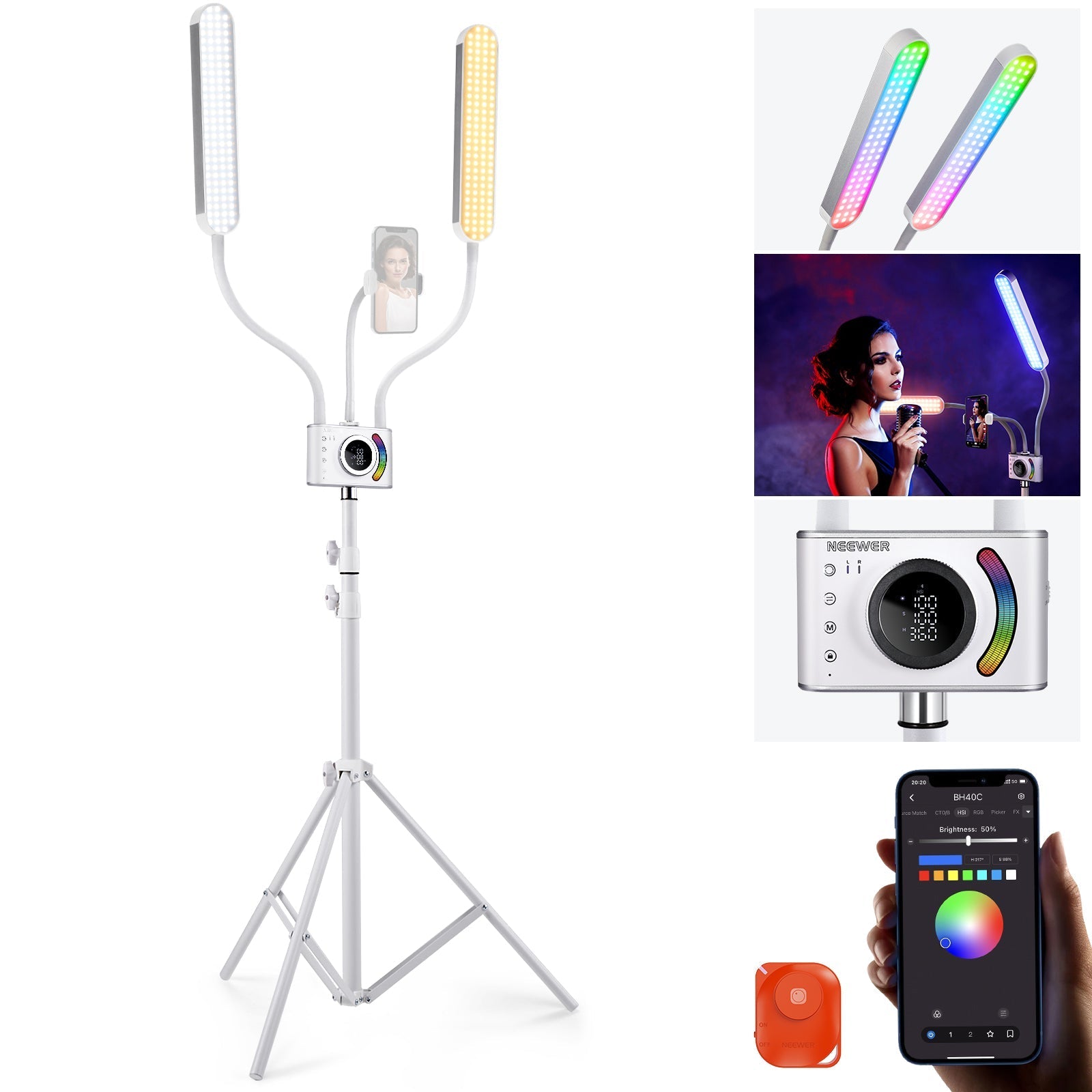 NEEWER BH40C Double Arms RGB LED Fill Light 