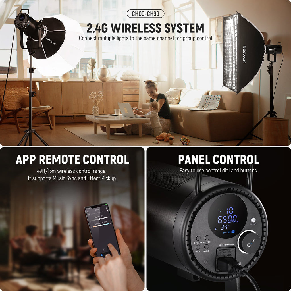 NEEWER C300B Bi-Color Video Light with App Control